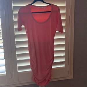 Orange short sleeve ruched Athleta dress